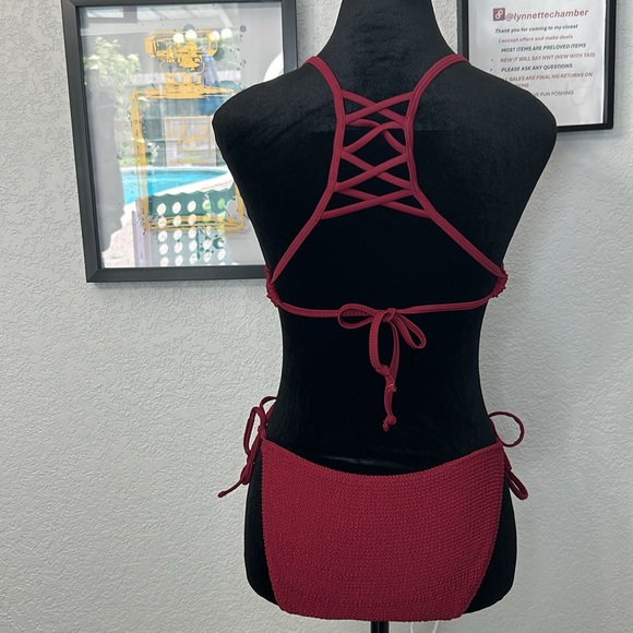 XHILARATION Small Maroon Bikini with crisscross back tie sides - Picture 6 of 16